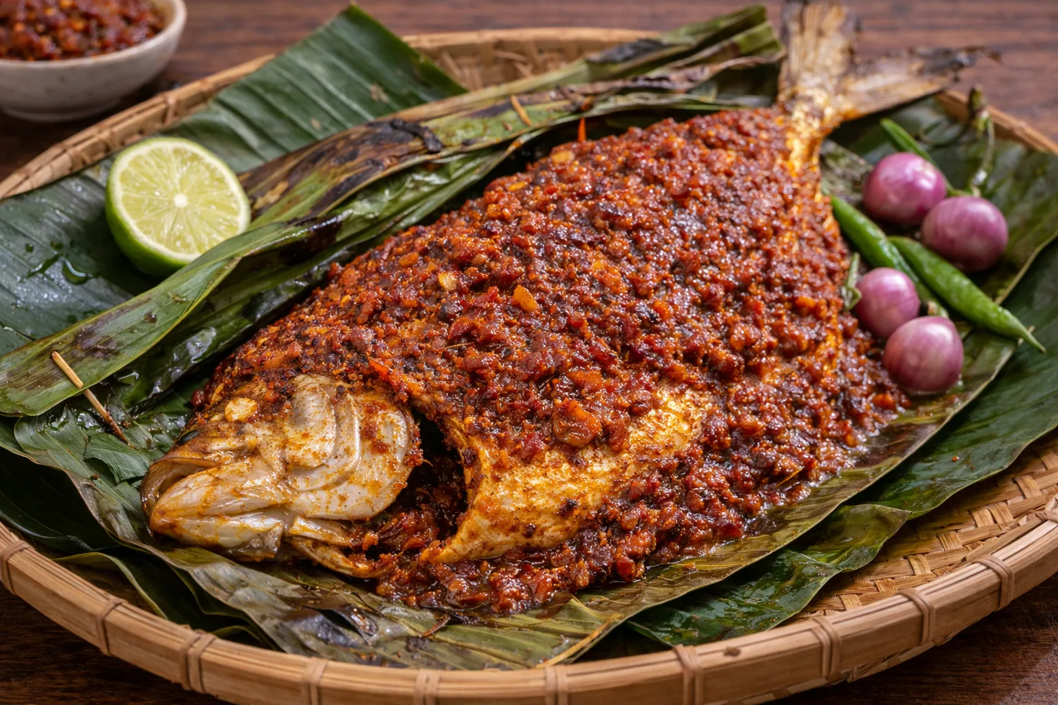 マレーシアの定番イカンバカールの完成品 盛り付け画像