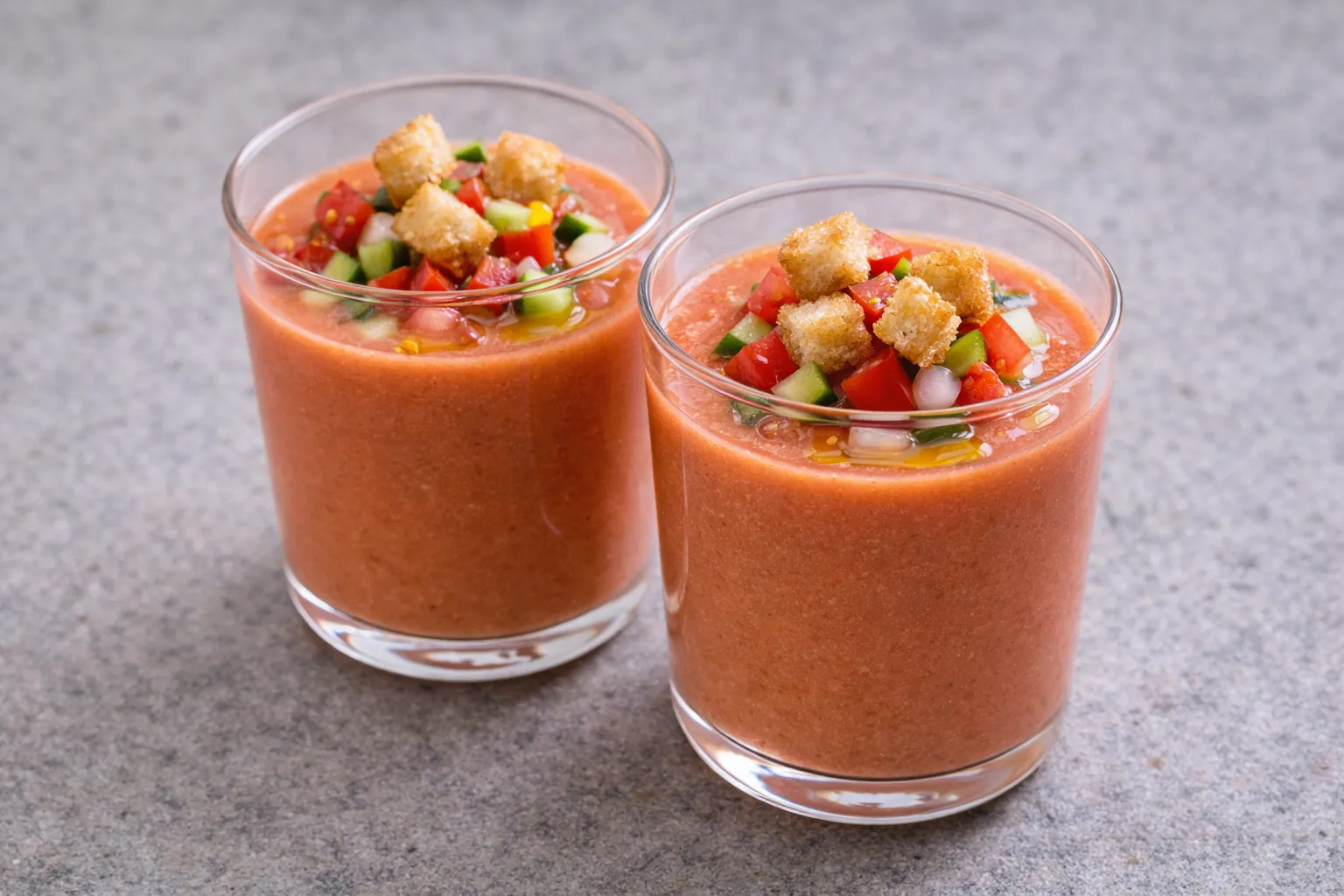 スペインの定番ガスパチョの完成品　盛り付け画像