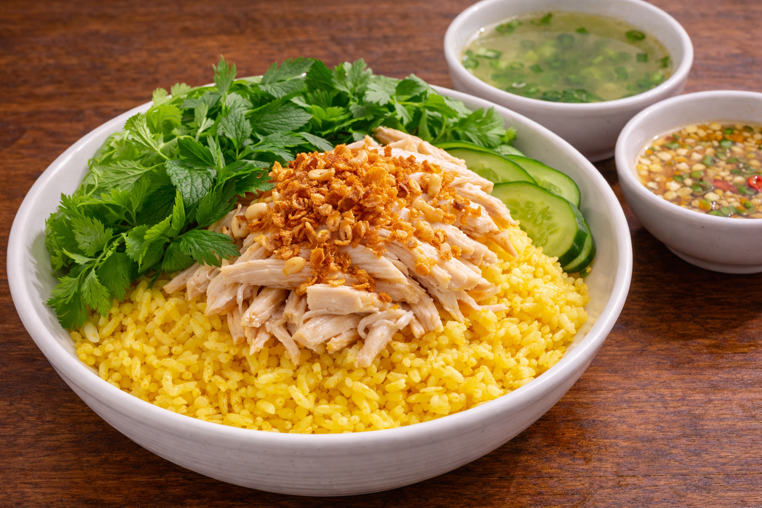 ベトナムの定番コムガーの完成品　盛り付け画像