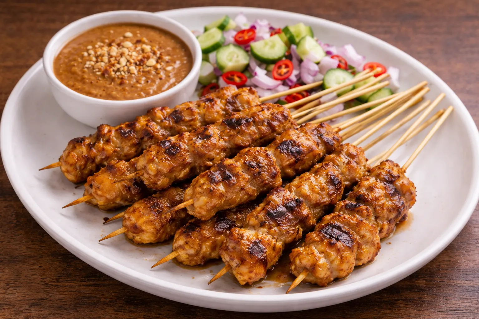 マレーシアの定番サテーの完成品　盛り付け画像