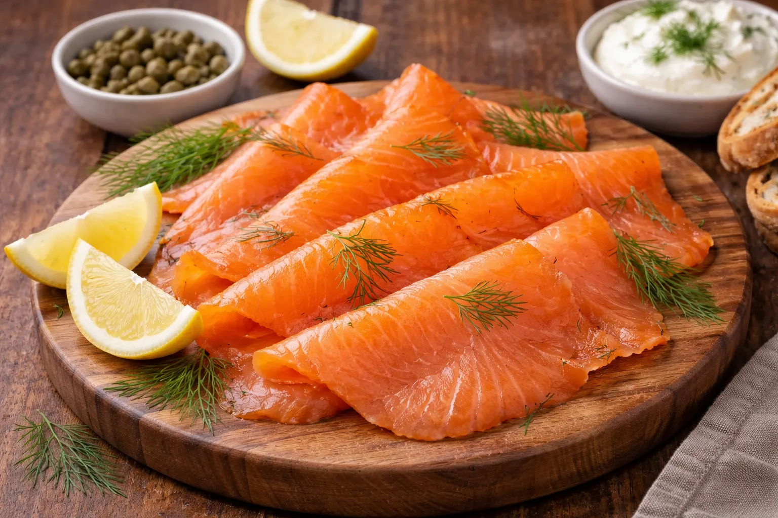 カナダの定番スモークサーモンの完成品　盛り付け画像