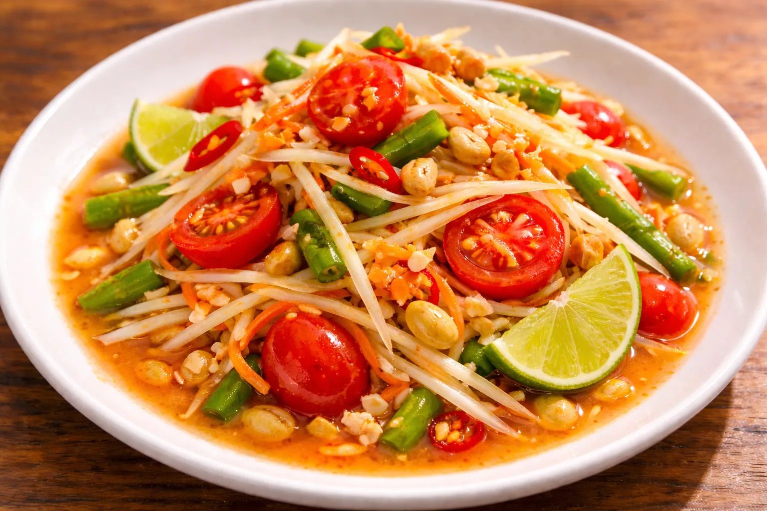 タイの定番レシピ　完成したソムタムの盛り付け画像