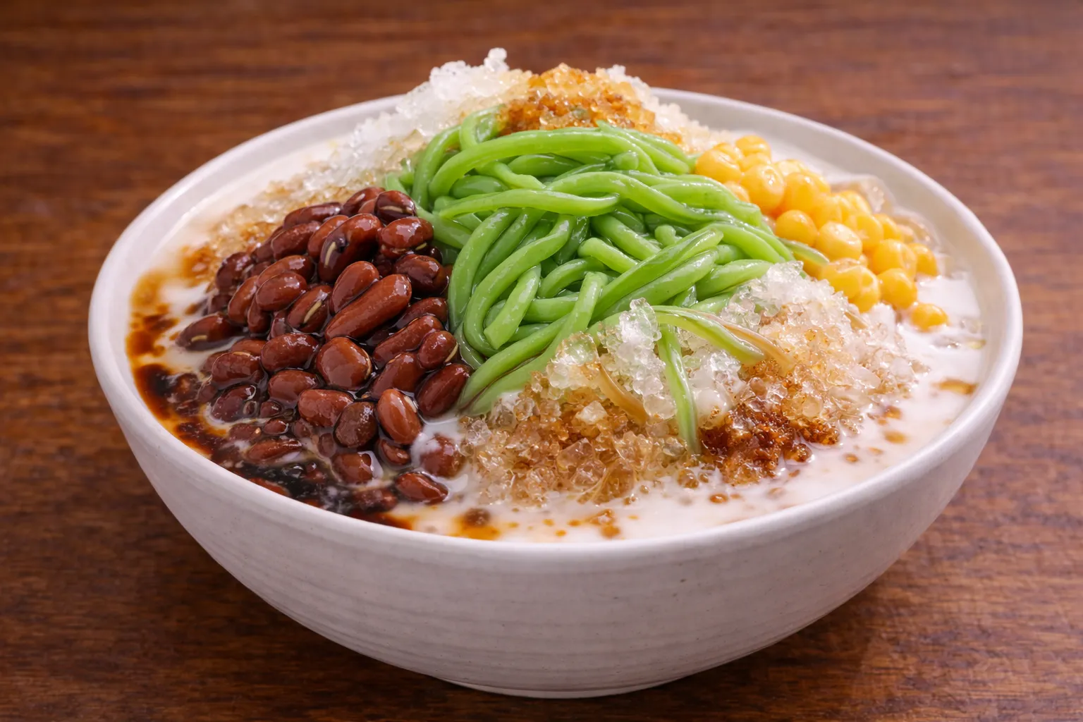 マレーシアの定番チェンドルの完成品 盛り付け画像