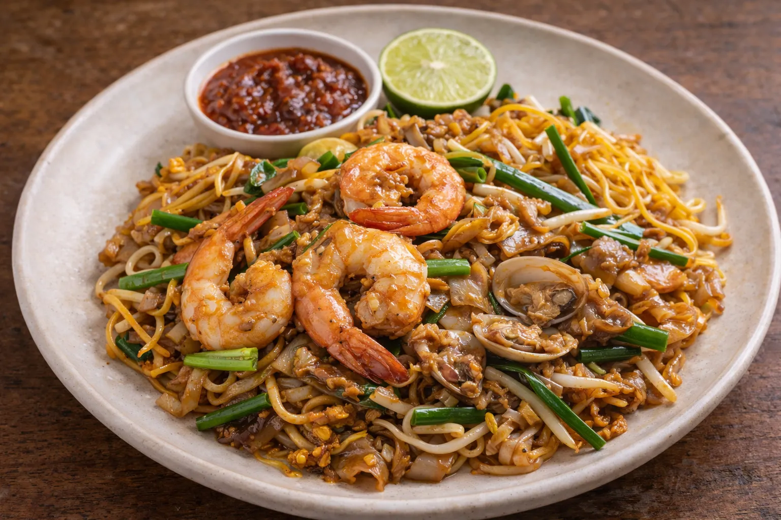 マレーシアの定番チャークイティオの完成品　盛り付け画像