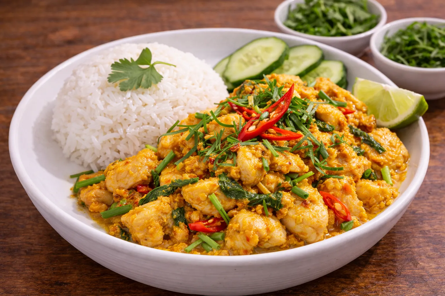 カンボジアの定番チャーモン完成品 盛り付け画像