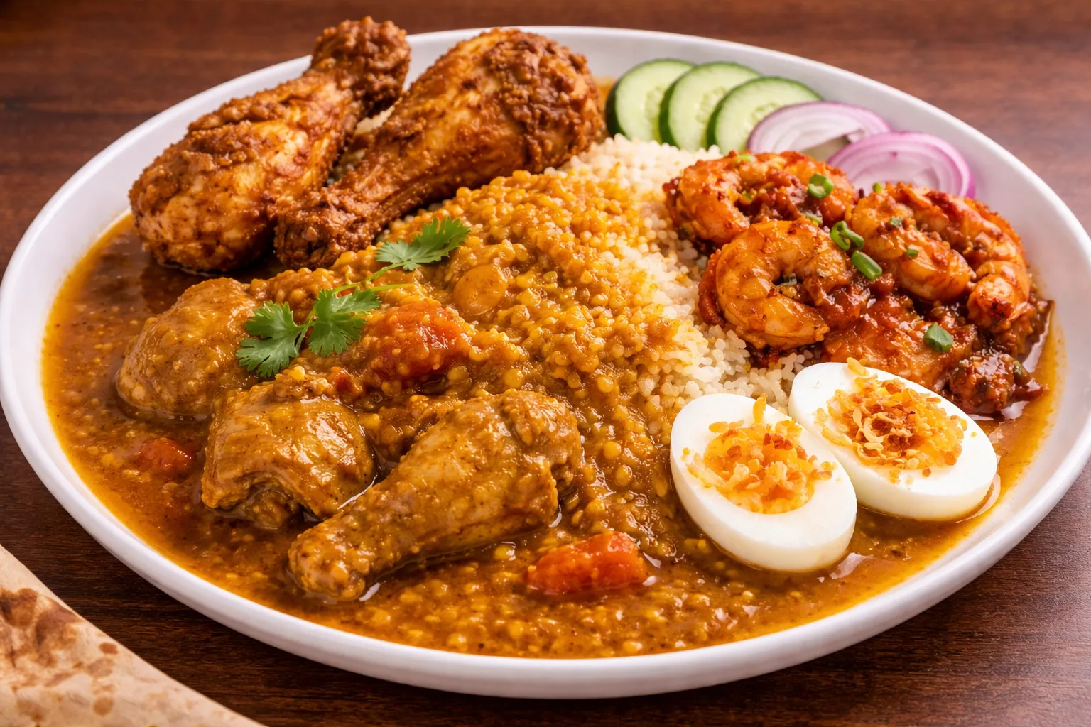 マレーシアの定番ナシカンダーの完成品　盛り付け画像