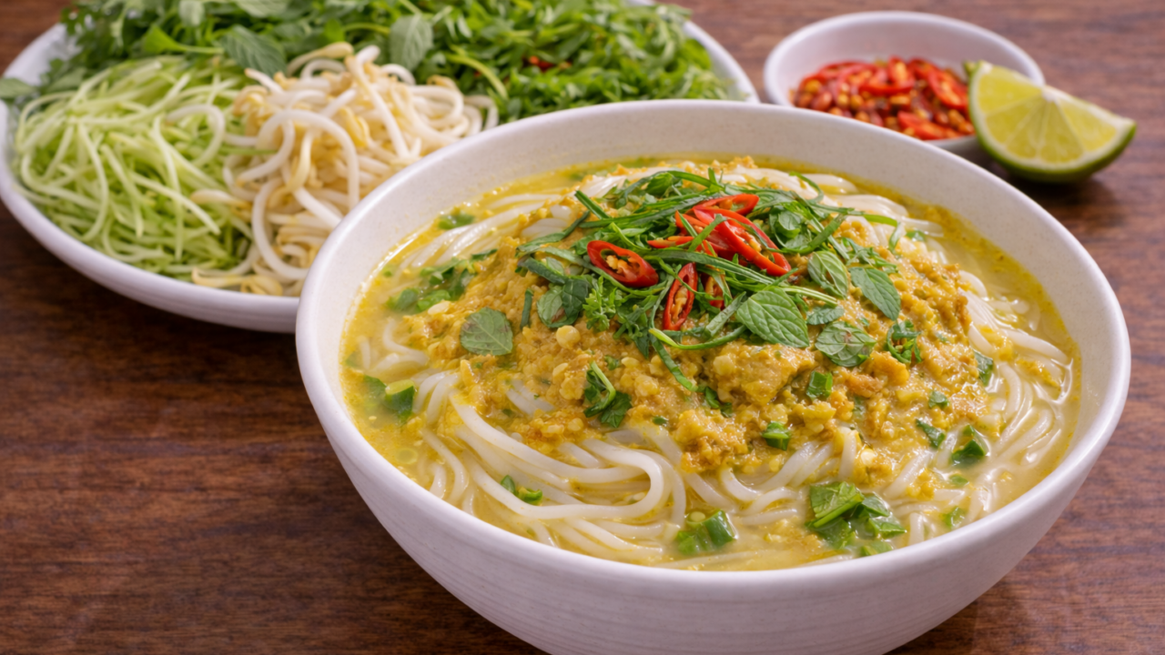 カンボジアの定番ノムバンチョックのレシピ