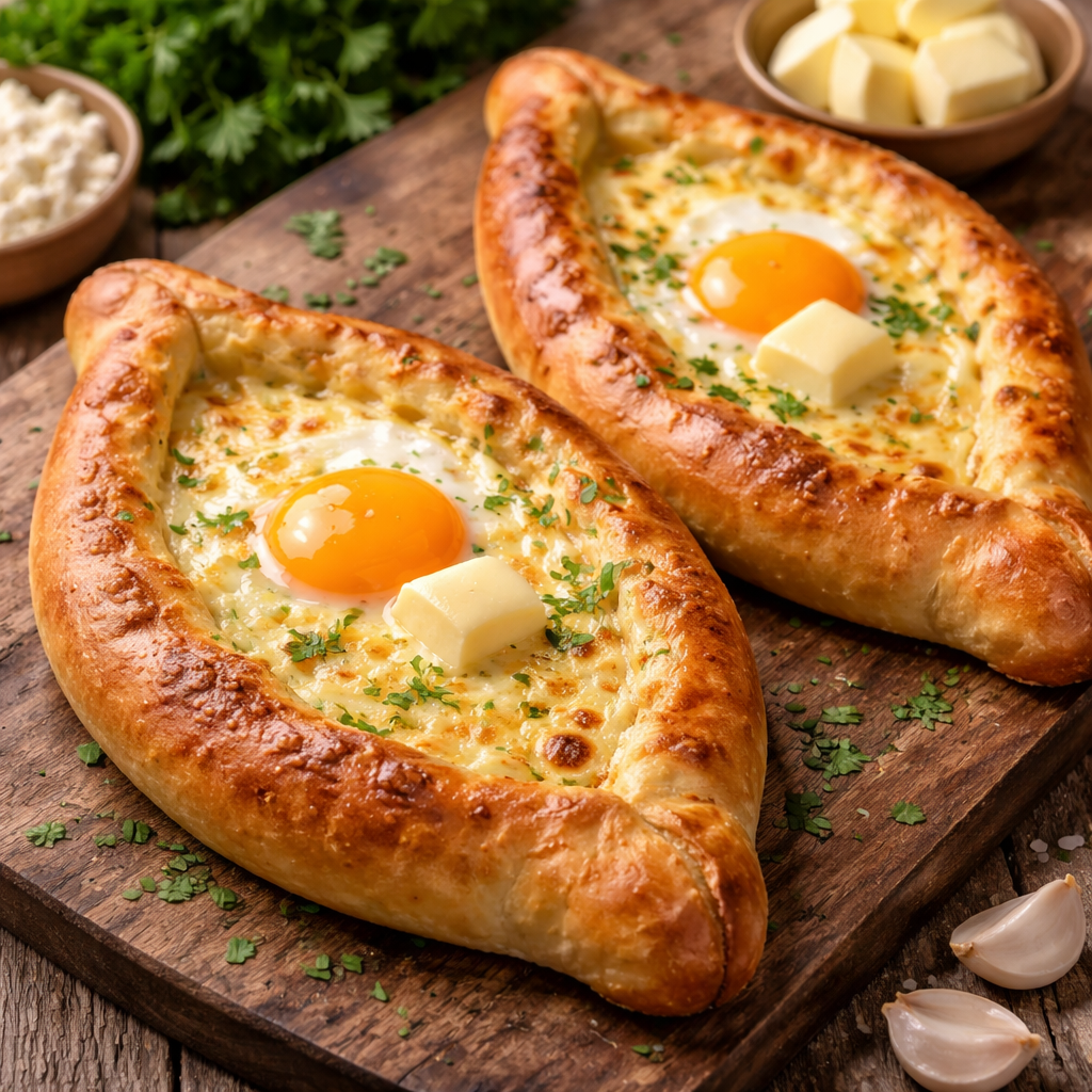 ジョージアの定番ハチャプリの完成品 盛り付け画像