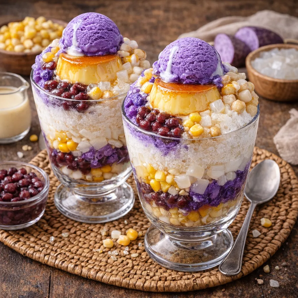 フィリピンの定番ハロハロの完成品　盛り付け画像