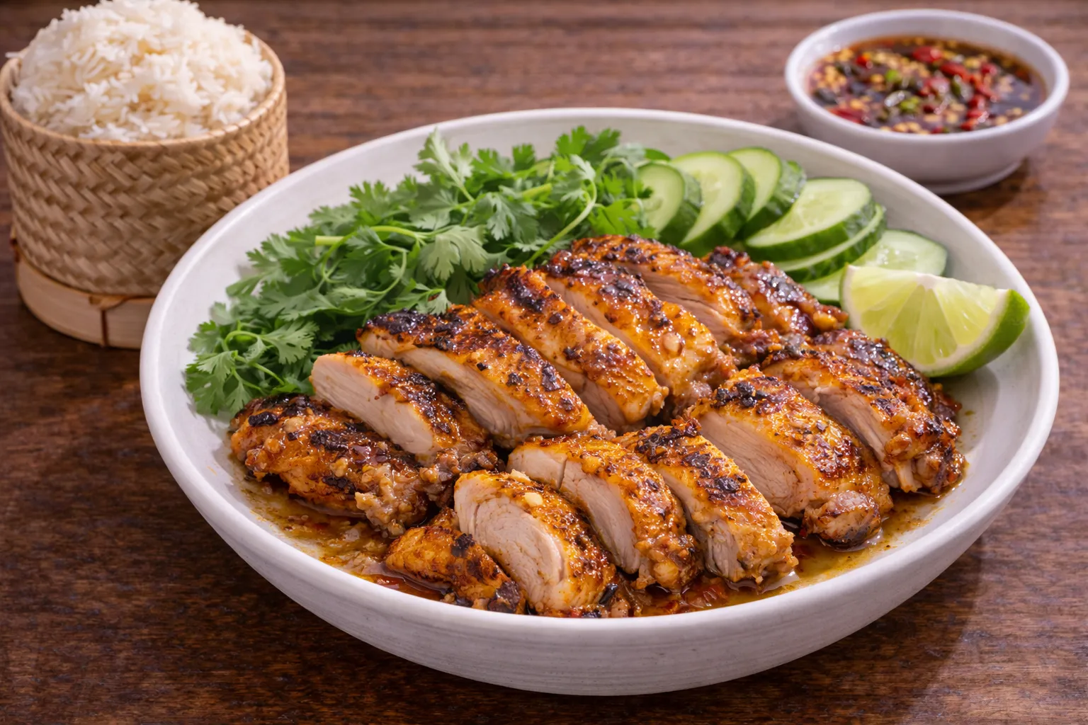 ラオスの定番ピンガイの完成品　盛り付け画像