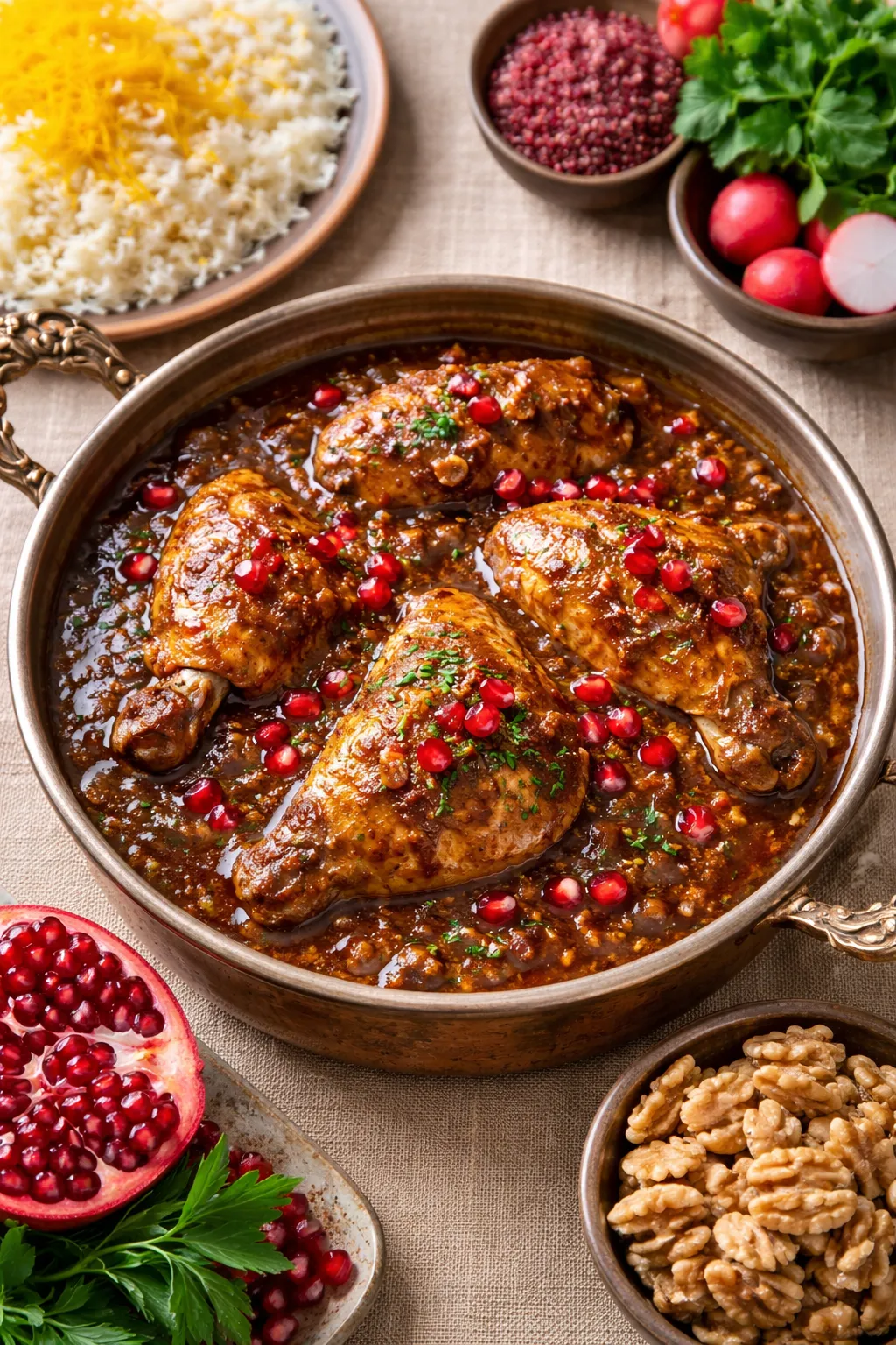 イランの定番フェセンジャンの完成品 盛り付け画像