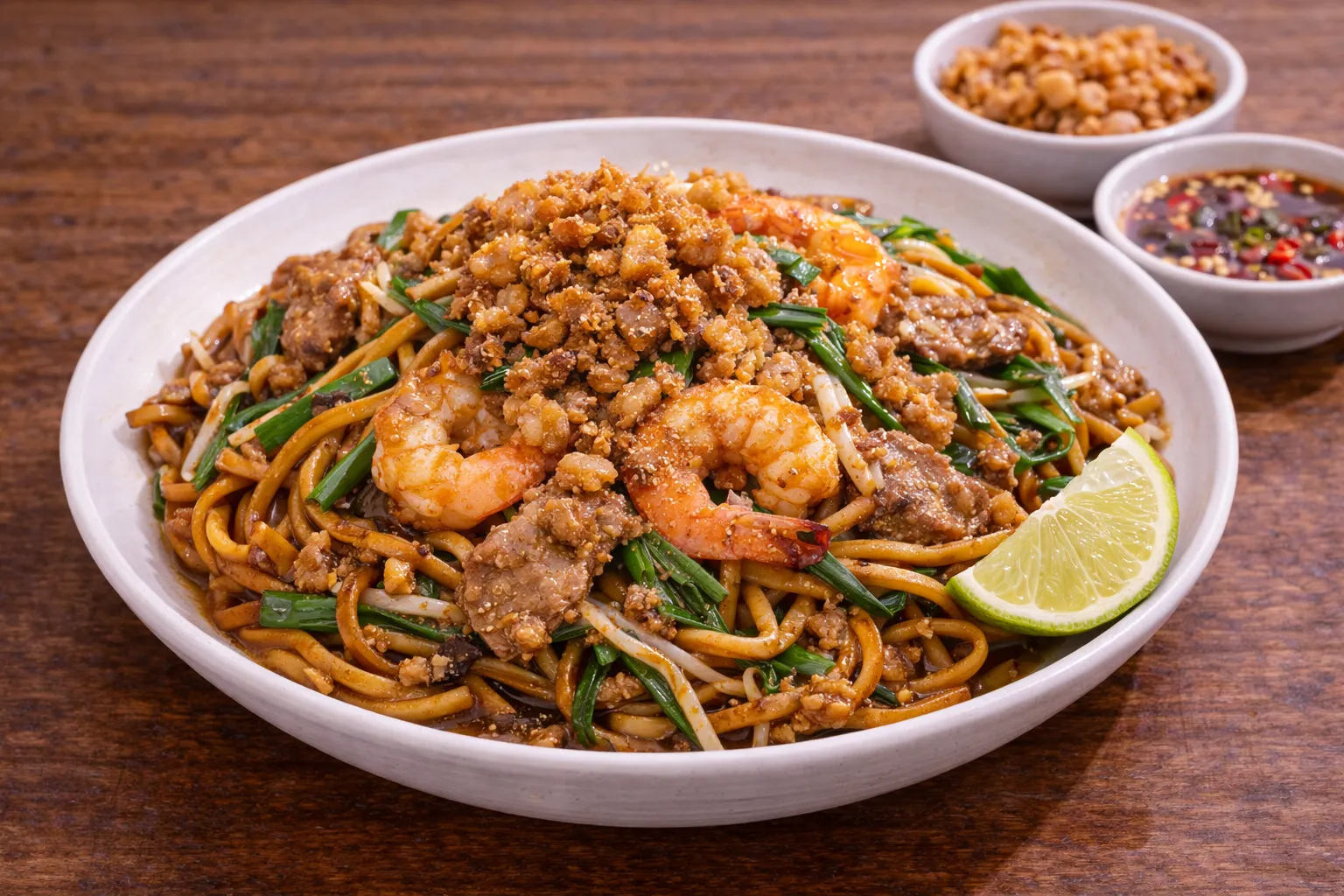 マレーシアの定番ホッケンミーの完成品　盛り付け画像