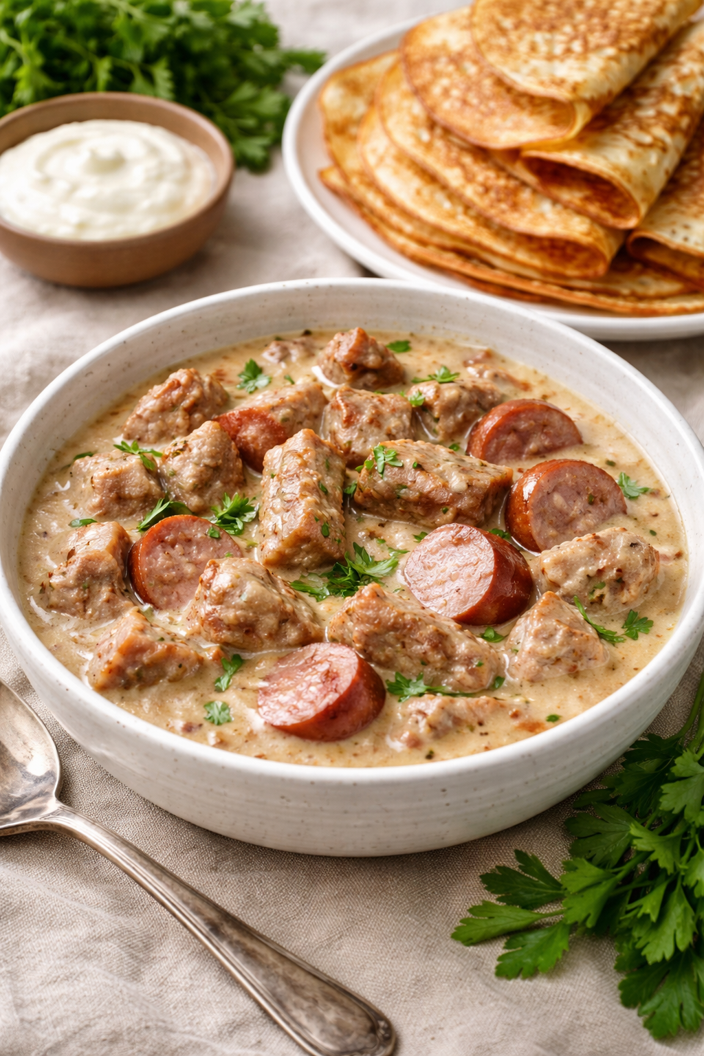 ベラルーシの定番マチャンカの完成品 盛り付け画像