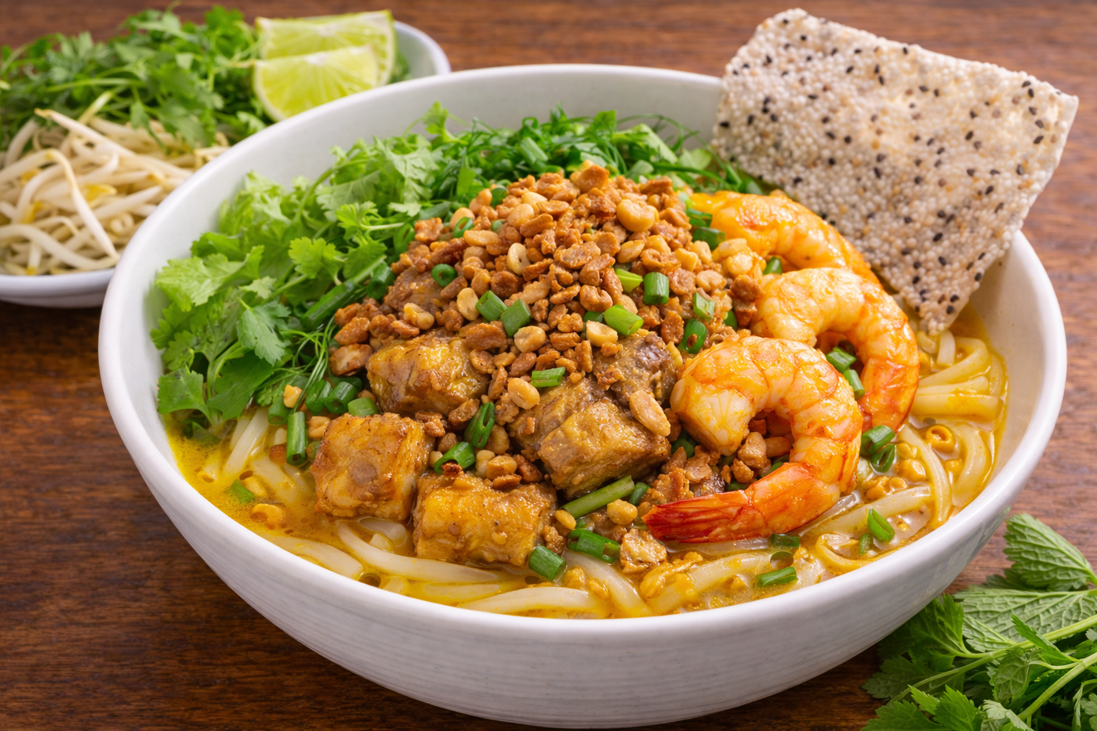 ベトナムの定番ミークアンの完成品　盛り付け画像