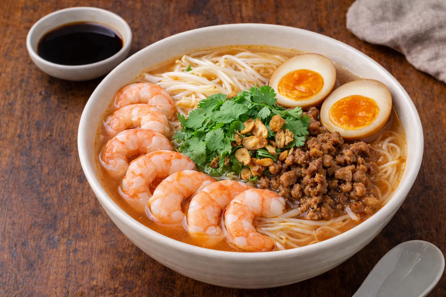 台湾の定番担仔麺の完成品 盛り付け画像