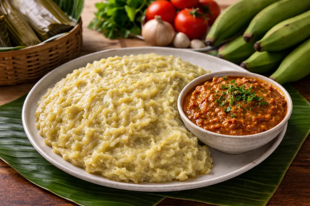 ウガンダの定番マトケの完成品　盛り付け画像