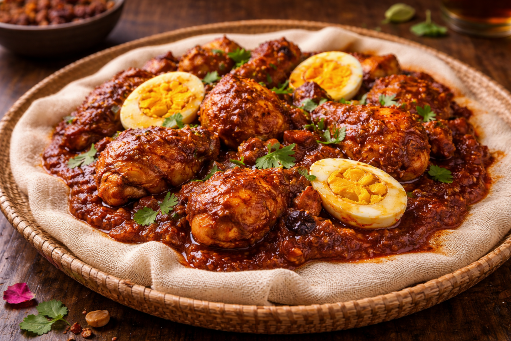 エチオピアの定番ドロワットの完成品　盛り付け画像