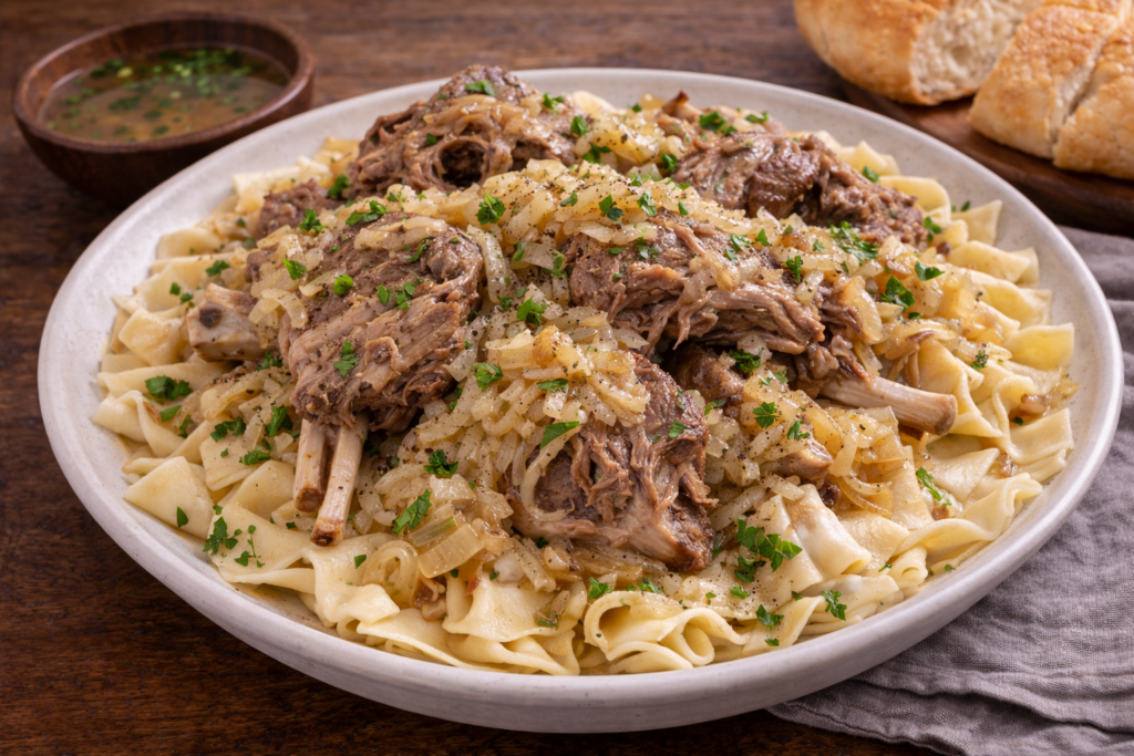 カザフスタンの定番バシュバルマクの完成品　盛り付け画像