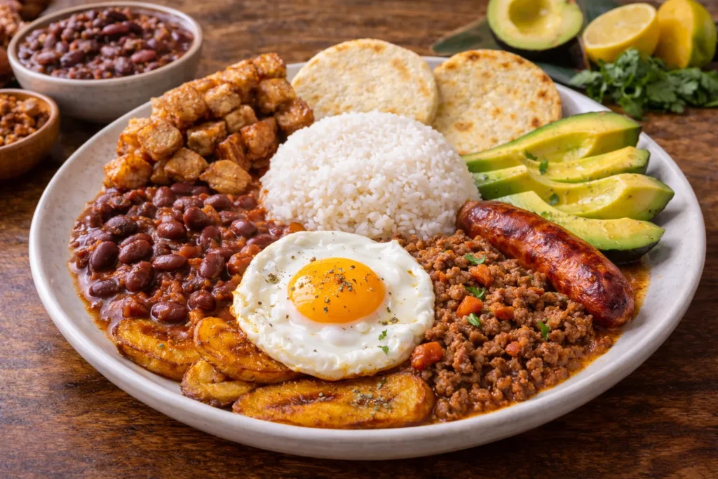 コロンビアの定番バンデハ・パイサの完成品　盛り付け画像