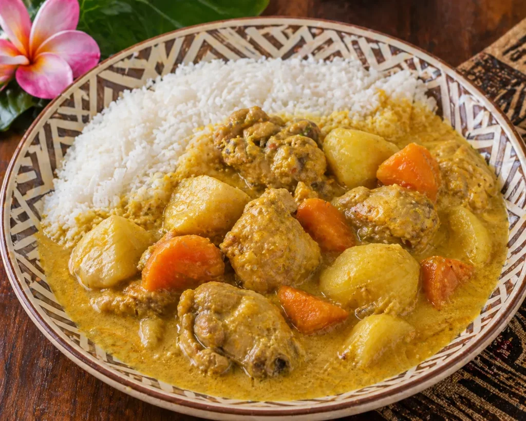 サモアの定番カレモアの完成品　盛り付け画像