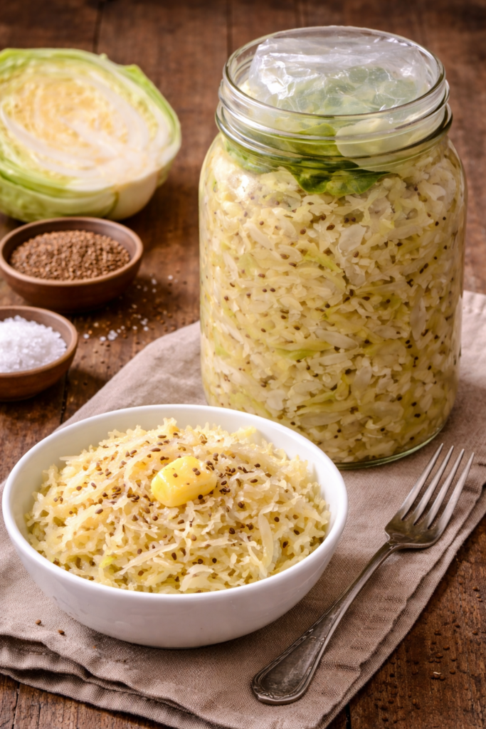 ドイツの定番ザワークラウトの完成品　盛り付け画像