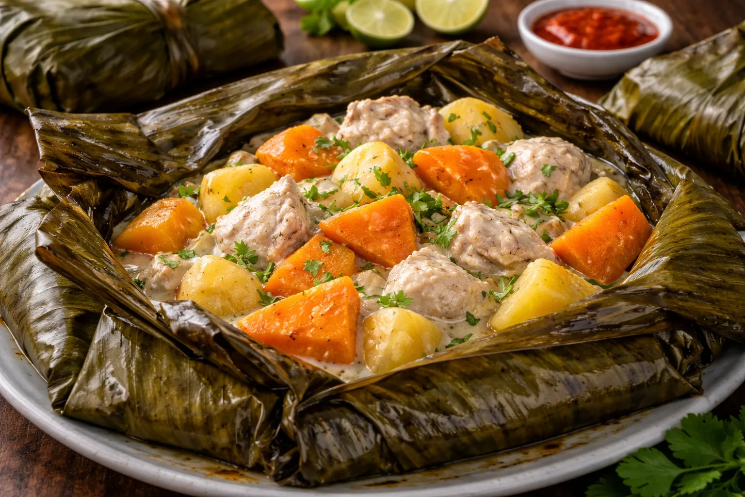 パプアニュージニアの定番ムームーの完成品 盛り付け画像