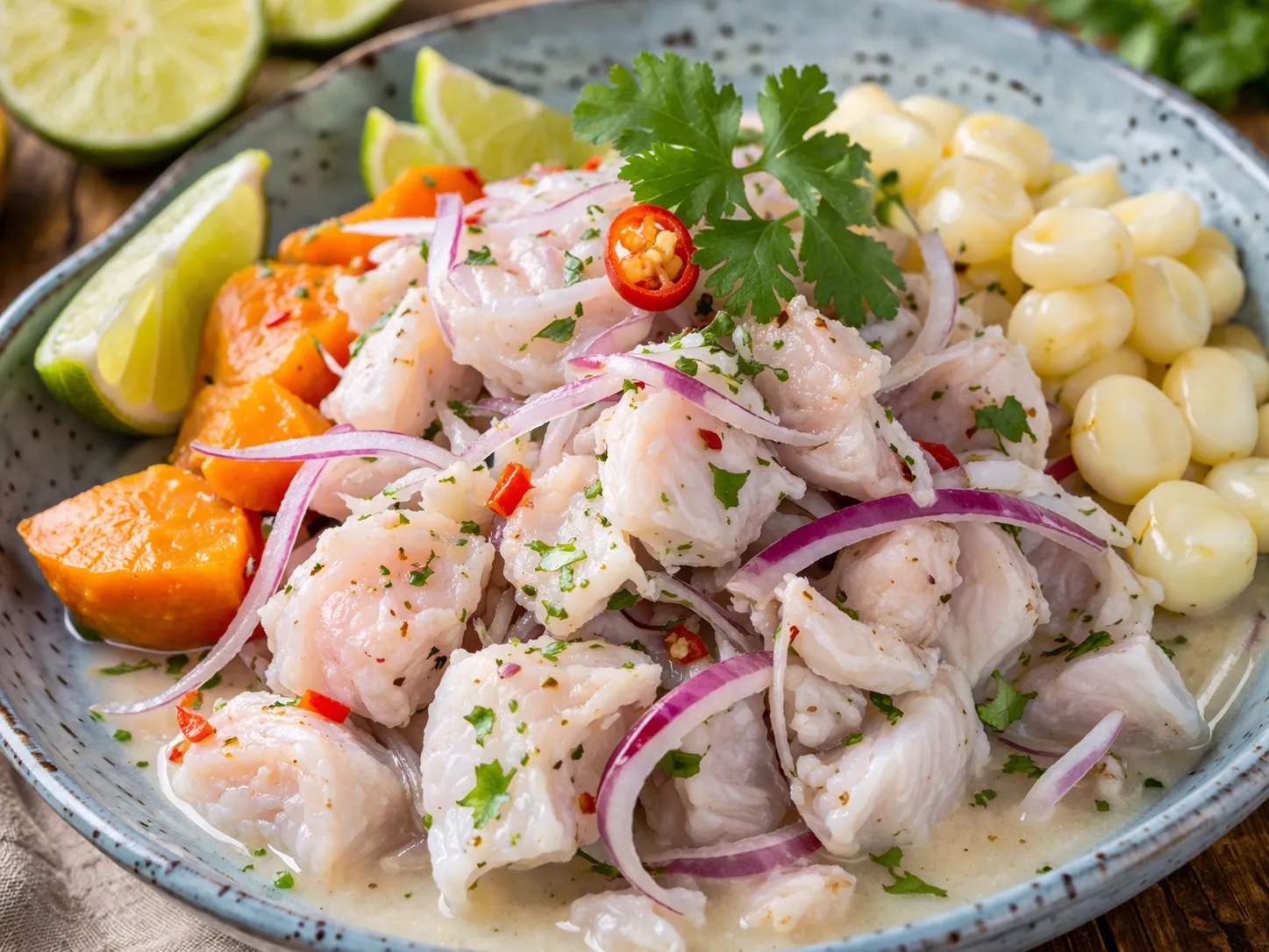 ペルーの定番セビーチェの完成品 盛り付け画像