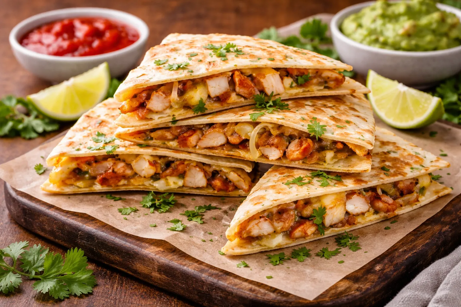 メキシコの定番ケサディーヤの完成品　盛り付け画像