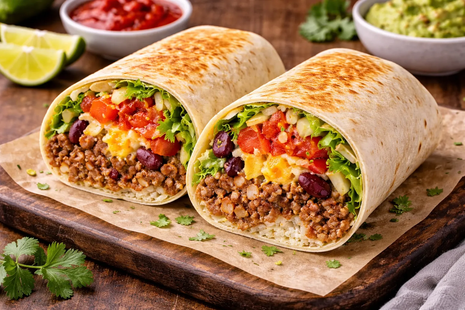 メキシコの定番ブリトーの完成品　盛り付け画像